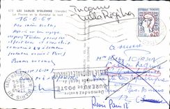 POSTAL MODERNA Sables d'Olonne la piscina y el terraplén la noche