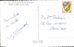 POSTAL MODERNA Sables d'Olonne entrado del puerto y del barco de la playa