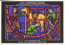 VINTAGE POSTCARD Corporations According to the Stained glasses Of the Cathedral Of Chartres marshals