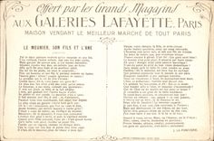 POSTAL de la VENDIMIA el Miller su hijo y el asno con las galerías de Lafayette
