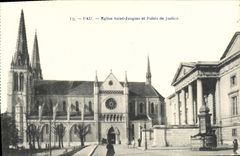 VINTAGE POSTCARD Pau Church Jacques Saint And Law courts