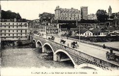 VINTAGE POSTCARD Pau the Bridge On Gave And the Castle