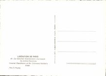 MODERN CARD Liberation Of Paris general Eisenhower with the tomb of balanced tinconnu Paris Militaria Arc de Triomphe