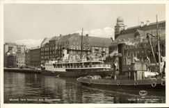 VINTAGE POSTCARD Malmo Inre hamnen och Skeppsbron Boats