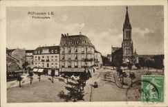 VINTAGE POSTCARD Mulhausen Friedensplatz