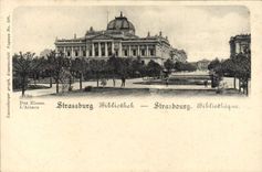 Biblioteca de Estrasburgo de la POSTAL de la VENDIMIA