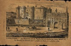 VINTAGE POSTCARD Old Paris the Bastille And the Gate Saint Antoine Under Henri II