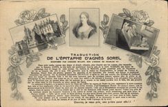 VINTAGE POSTCARD Translation Of the epitaph Of Agnes Sorel