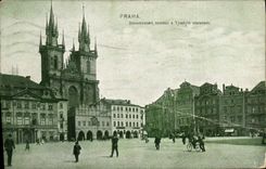 Chramem de Tynskym del namesti de Praga Staromestske de la POSTAL de la VENDIMIA