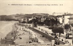 VINTAGE POSTCARD Hendaye Beach the Boulevard of the Beach