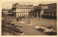 VINTAGE POSTCARD Bordeaux Train station Holy Jean Tram