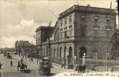 VINTAGE POSTCARD Bordeaux Train station of Orleans