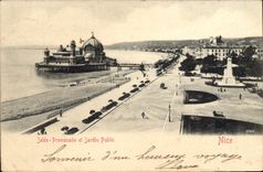 VINTAGE POSTCARD Thrown Walk And Nice Public garden