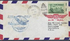 Lettre 1er vol Etats Unis Detroit Frankfurt 1 6 1951
