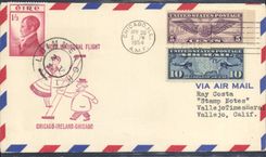 Lettre 1er vol Etats Unis Chicago Ireland Chicago 30 4 1954