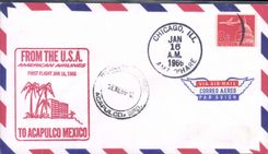 Letter 1st flight the United States Chicago Acapulco 16 1 1966
