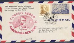 Letter 1st flight Barcelona New York 9 11 1948