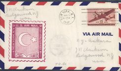 Lettre Etats Unis 1er vol New York Ankara 31 1 1947