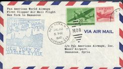 United States letter 1st flight New York Damas Syria 23 7 1947
