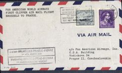 Belgium letter 1st flight Brussels Prague Vienna 16 6 1946