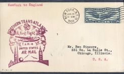 Lettre Etats Unis 1er vol New York Engalnd 24 6 1939 Chein 