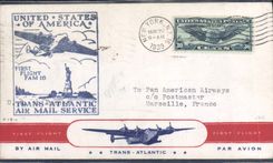Lettre 1er Vol Etats Unis FAM18 20 5 1939 New York