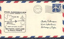 Lettre 1er Vol Etats Unis Baltimore Paris 18 6 1960