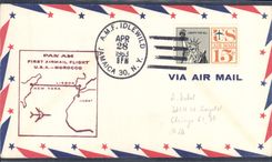 Lettre 1er Vol Etats Unis New York Lisbon Rabat 28 4 1963
