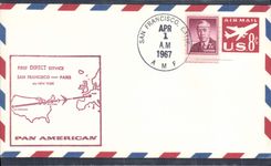 Lettre 1er Vol Etats Unis San Francisco Paris 1 4 1967
