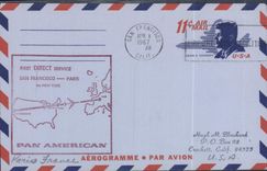 Aerogramme 1er Vol Etats Unis San Francisco Paris 1 4 1967 Kennedy