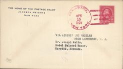 Letter Air Email service 15 4 1925 New York to Rare Warwick Bermuda shorts