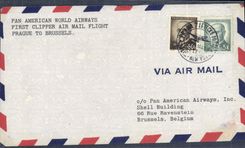 Lettre 1er Vol Tchecoslovaquie Prague to Brussels 17 6 1946