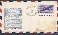 Lettre Etats Unis 1st flight to Suva Canton Island 8 11 1941