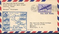 Letter the United States 1st flight Houston Texas Managua Nicaragua 16 12 1946