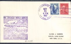 Lettre Etats Unis 1st flight San Francisco Guatemala 30 11 1955