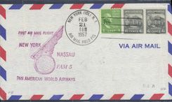 Letter the United States 1st flight New Yokr Nassau 21 2 1957