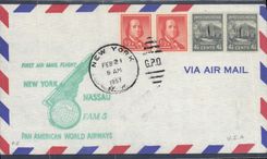 Letter the United States 1st flight New York Nassau 21 2 1957