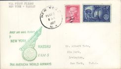 Lettre Etats Unis 1st flight New York Nassau 21 2 1957