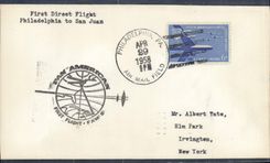 Letter the United States 1st flight FAM5 Philadelphia to Suan Juan 29 4 1958