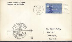 Lettre Etats Unis 1st flight FAM5 Boston to San juan 29 4 1958