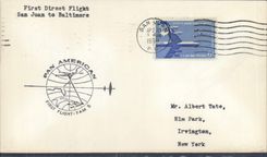 Letter the United States 1st flight San Juan to Baltimore 30 4 1958