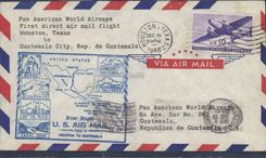 Letter the United States 1st flight Houston to Guatemala 16 12 1946