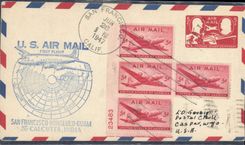 Letter the United States 1st flight San Francisco Honolulu Guam Calcutta India 26 6 1947