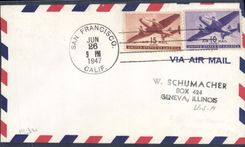 Lettre Etats Unis san Francisco to Geneva Illinois 26 6 1947