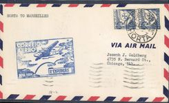 Letter Portugal 1st Flight Horta to Marseilles 1939