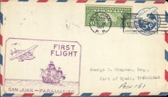 Lettre Etats Unis 1st Flight San Juan Paramaribo 22 9 1929