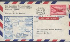 Lettre Etats Unis 1st Flight Houston to Mexico 16 12 1946
