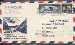 Lettre Etats Unis 1st Flight Miami Canal Zone 6 2 1929