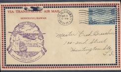 Lettre Etats Unis 1st Flight Honolulu Hawaii San Francisco 5 12 1935