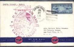 Lettre Etats Unis 1st flight Canton Islans Hawaii 22 7 1940